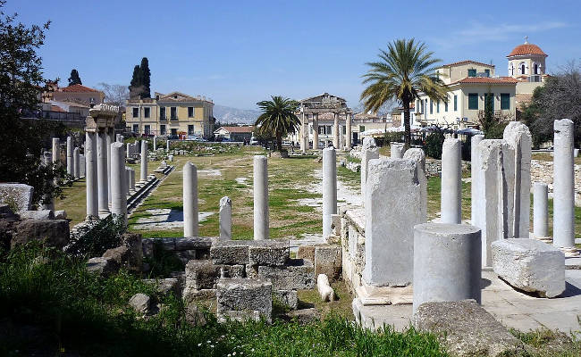 Il sito archeologico dei resti dell'antica Agorà di Atene.