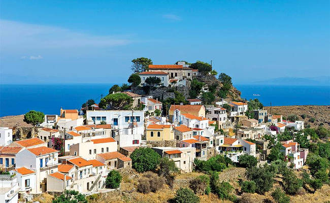 Il villaggio di Ioulida al centro dell'isola di Kea.