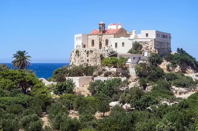 Il monastero di Chrysoskalitissa da vedere vicino a Elafonisi, Creta.