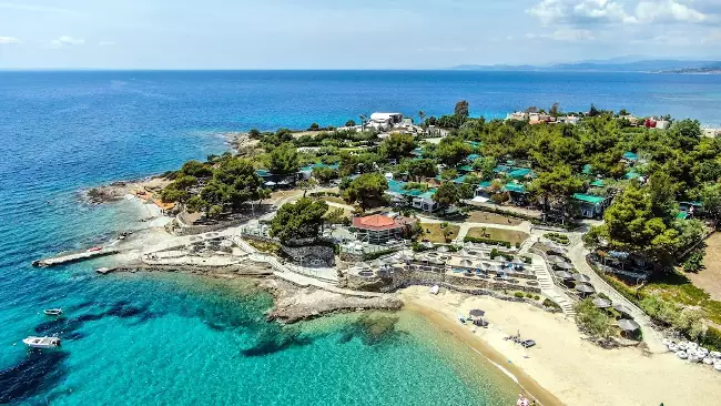 Una spiaggia per le vacanze in Macedonia, Grecia del nord.