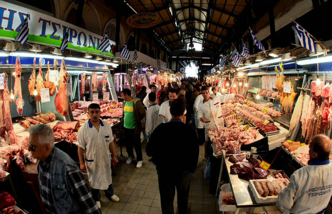 Varvakios Agora, il mercato centrale di Atene.