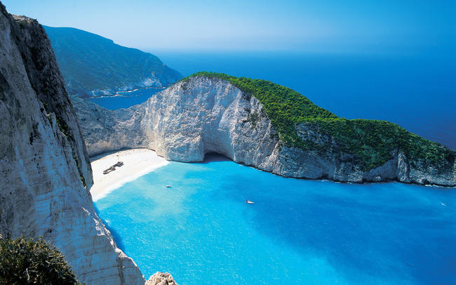 spiaggia del naufragio a Zante Grecia.